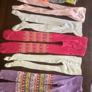 Bundle of 6 Mopas brand girls warm legging tights size M (4-6) and L (7-10)